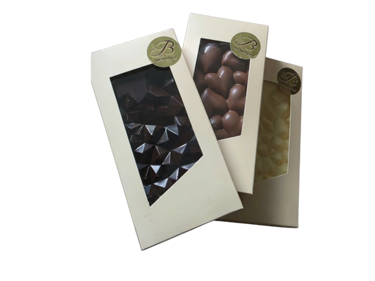 Lekker chocoladereep wit, melk of puur